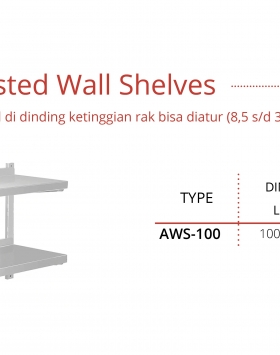 Stainless Steel Double Adjusted Wall Shelves Getra Type AWS-100 Rak Dinding